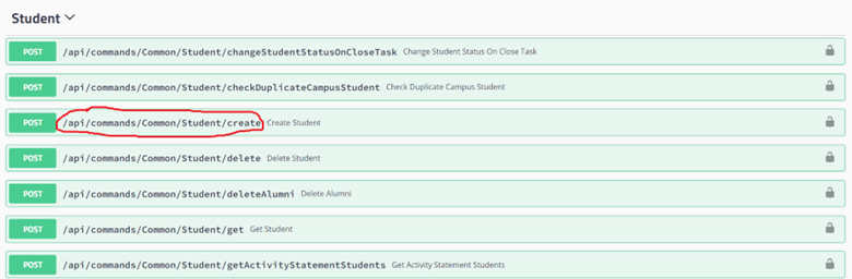 Operations for Student entity