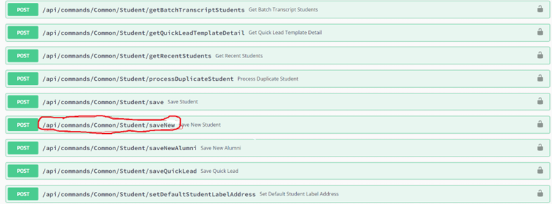 Operations for Student entity
