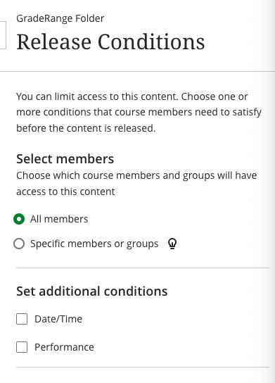 Adaptive release conditions button in the GUI