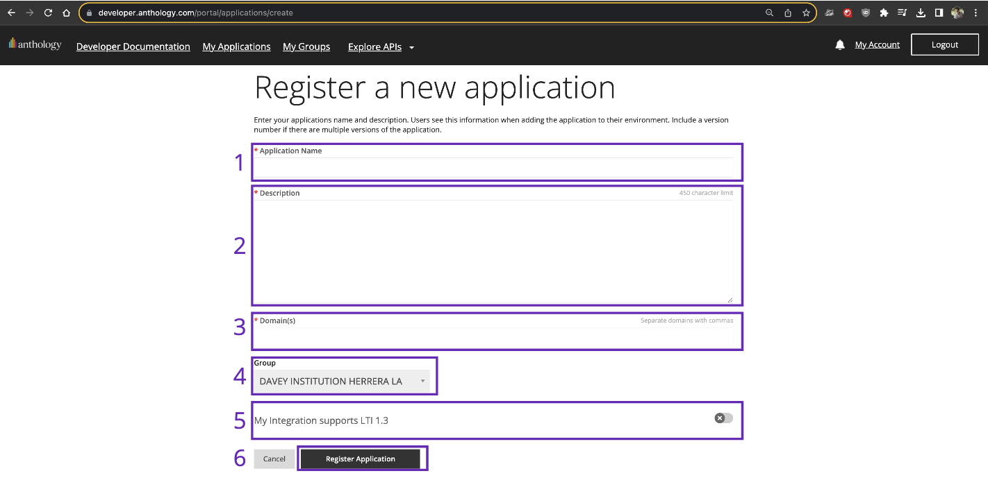 Registering a REST application