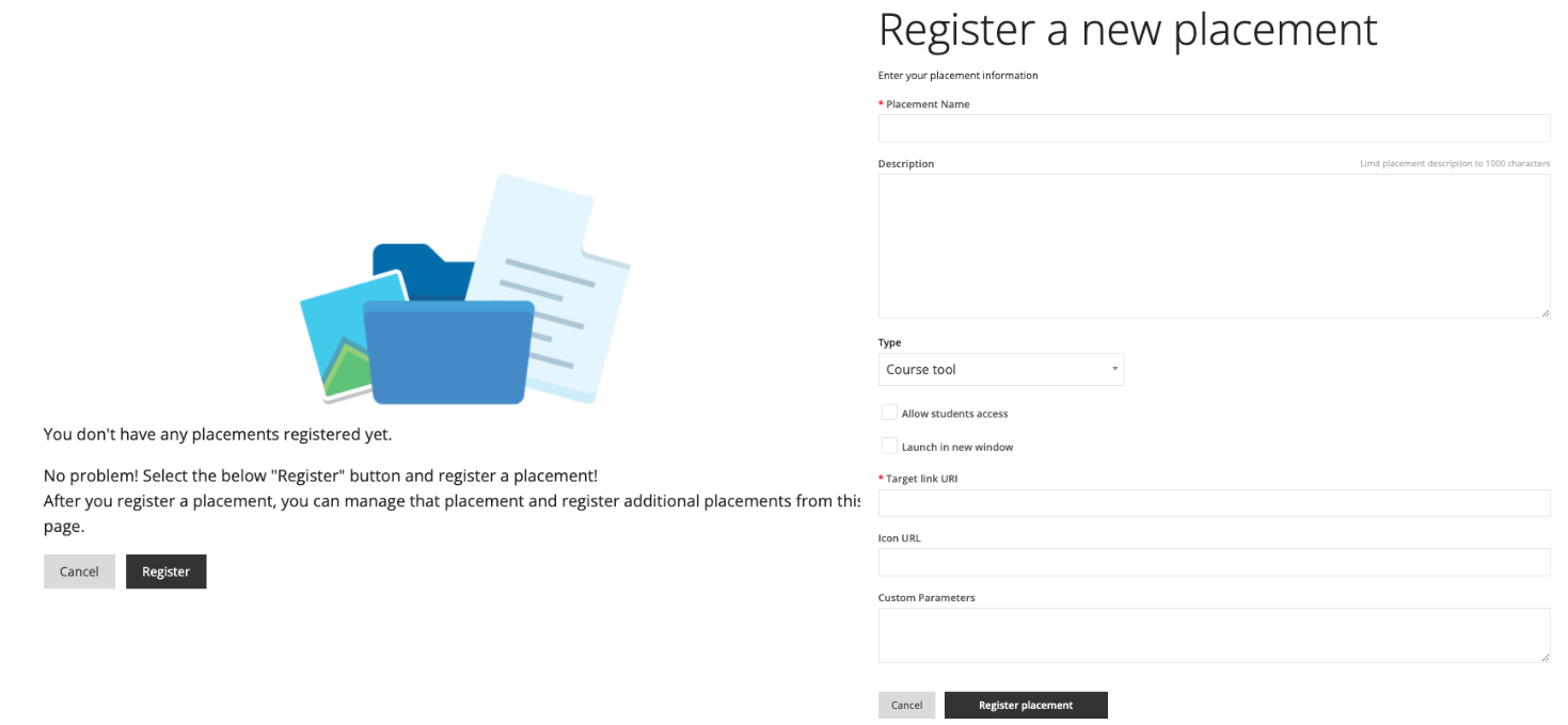 registering a new placement