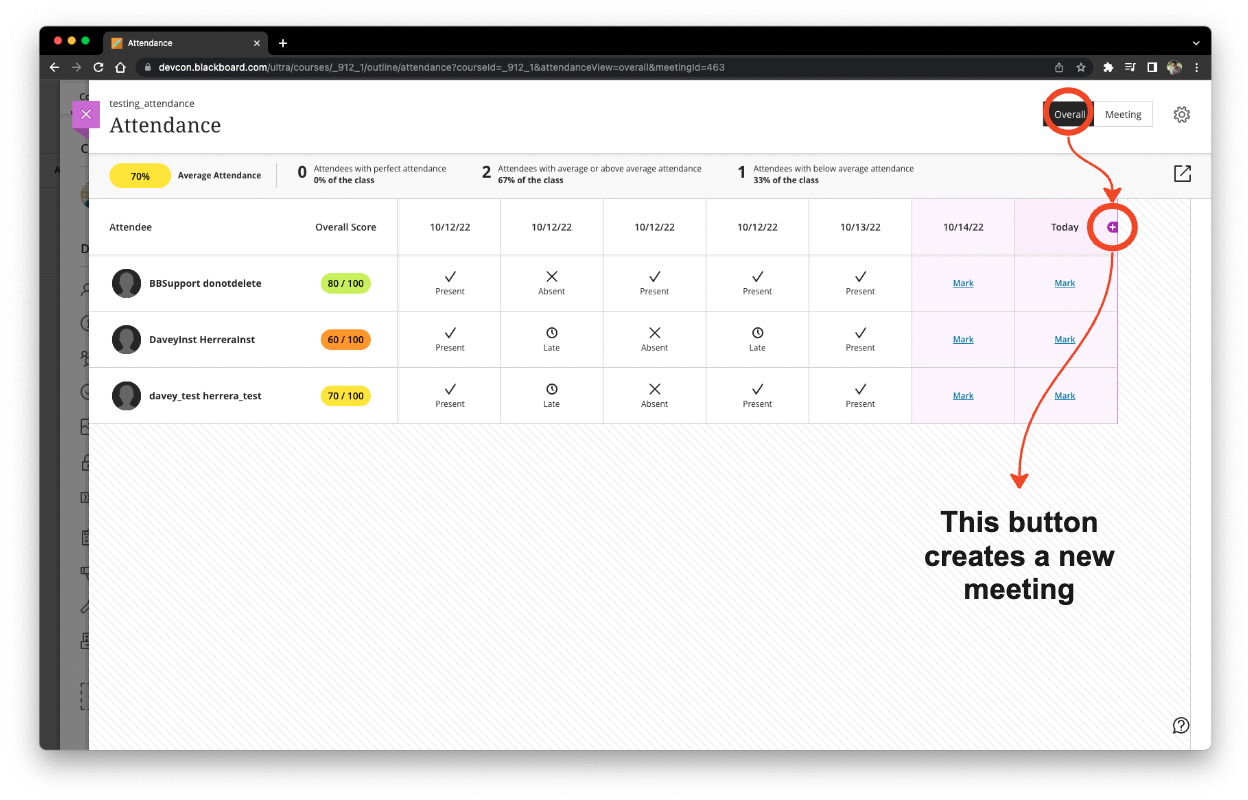 Image showing where you can create a new meeting