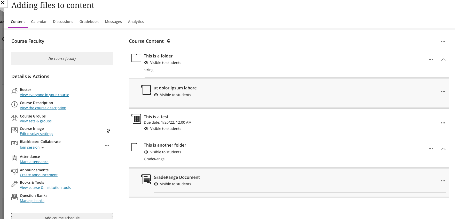 Returning content with the api