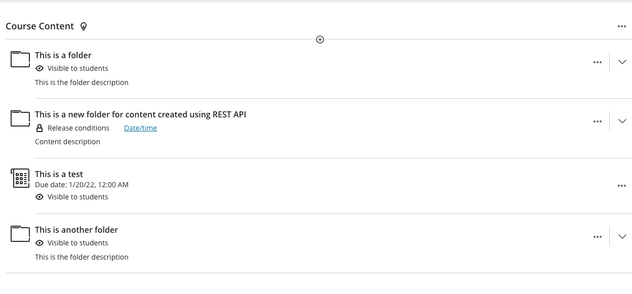 Creating content with the api