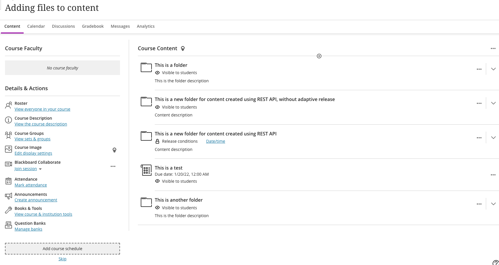 Creating content with the api