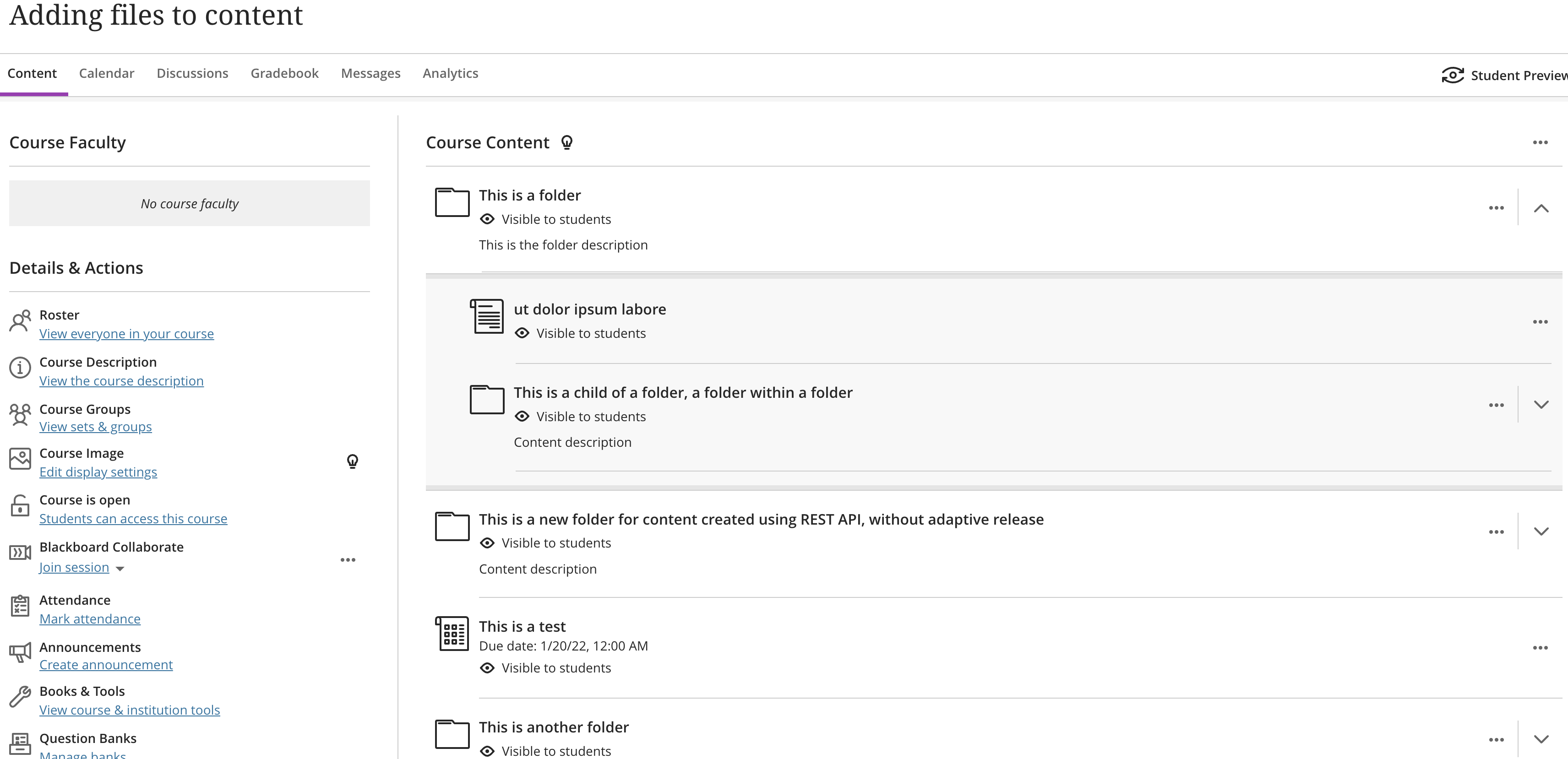 Creating content with the api