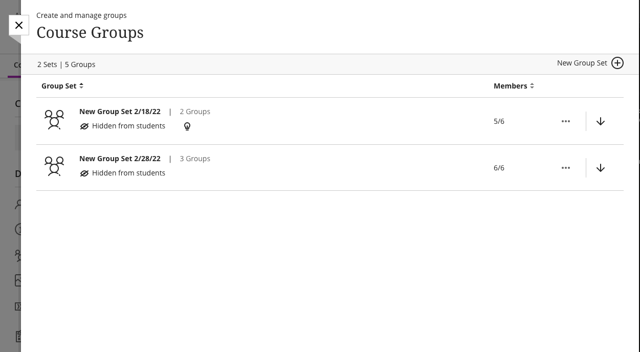 How group sets look in the GUI